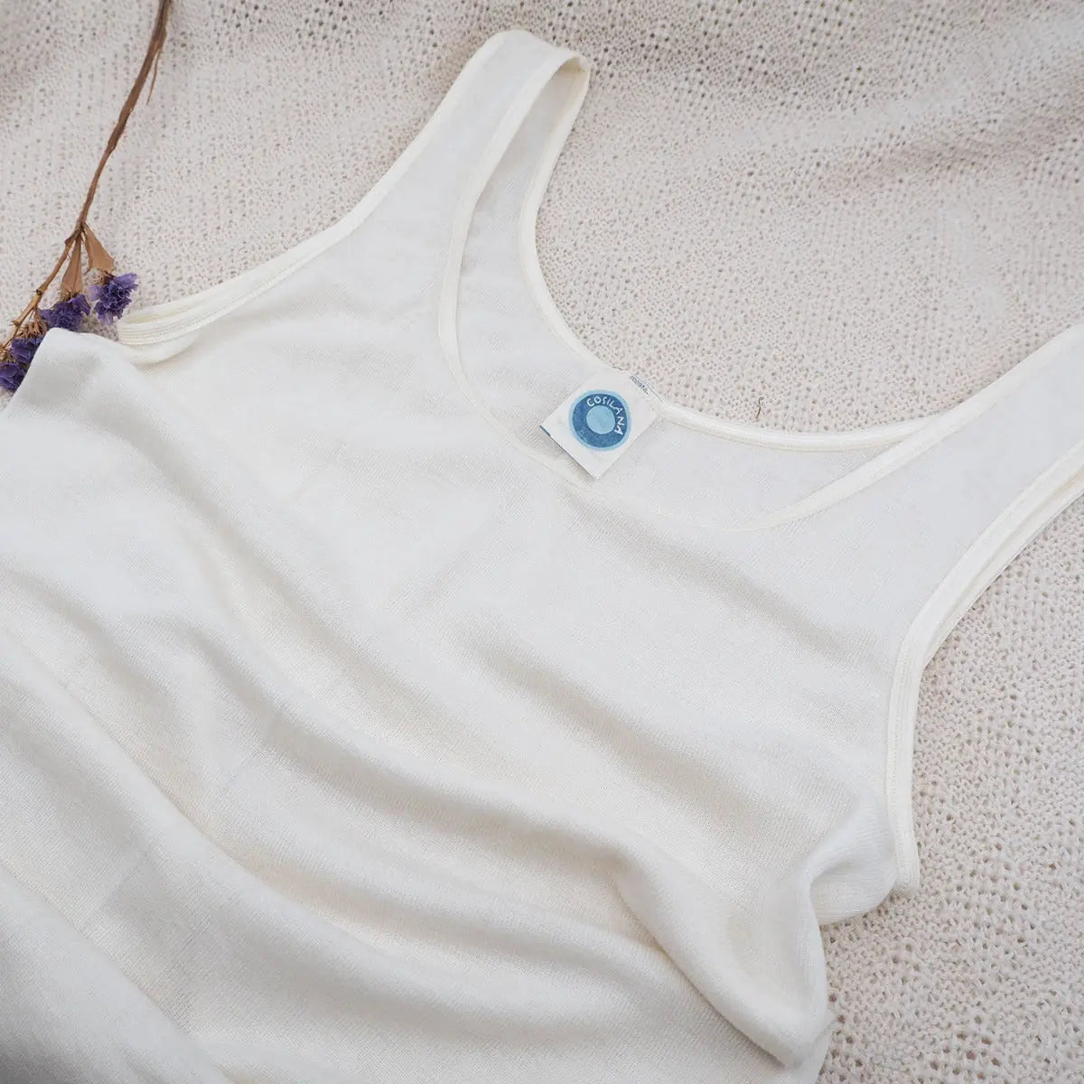 Débardeur pour femme en laine et soie Cosilana - Naturel - Lilinappy