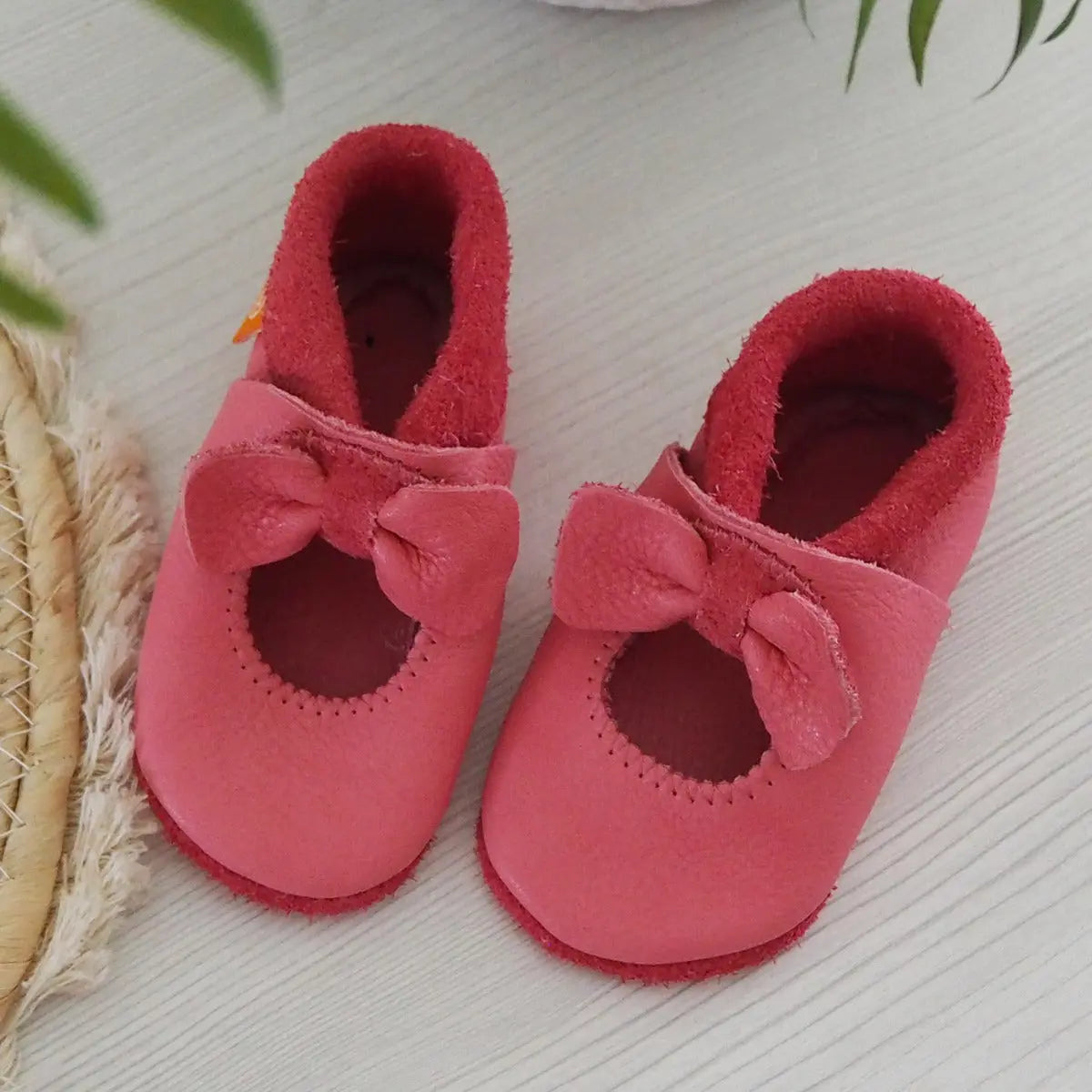Chaussons en cuir écologique Orangenkinder - Ballerine Rose - Lilinappy