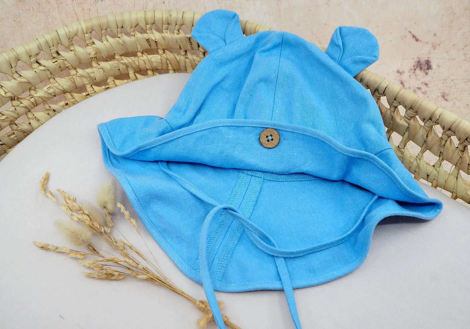 Chapeau de soleil ajustable ourson Manymonths - Della Robbia Blue Manymonths