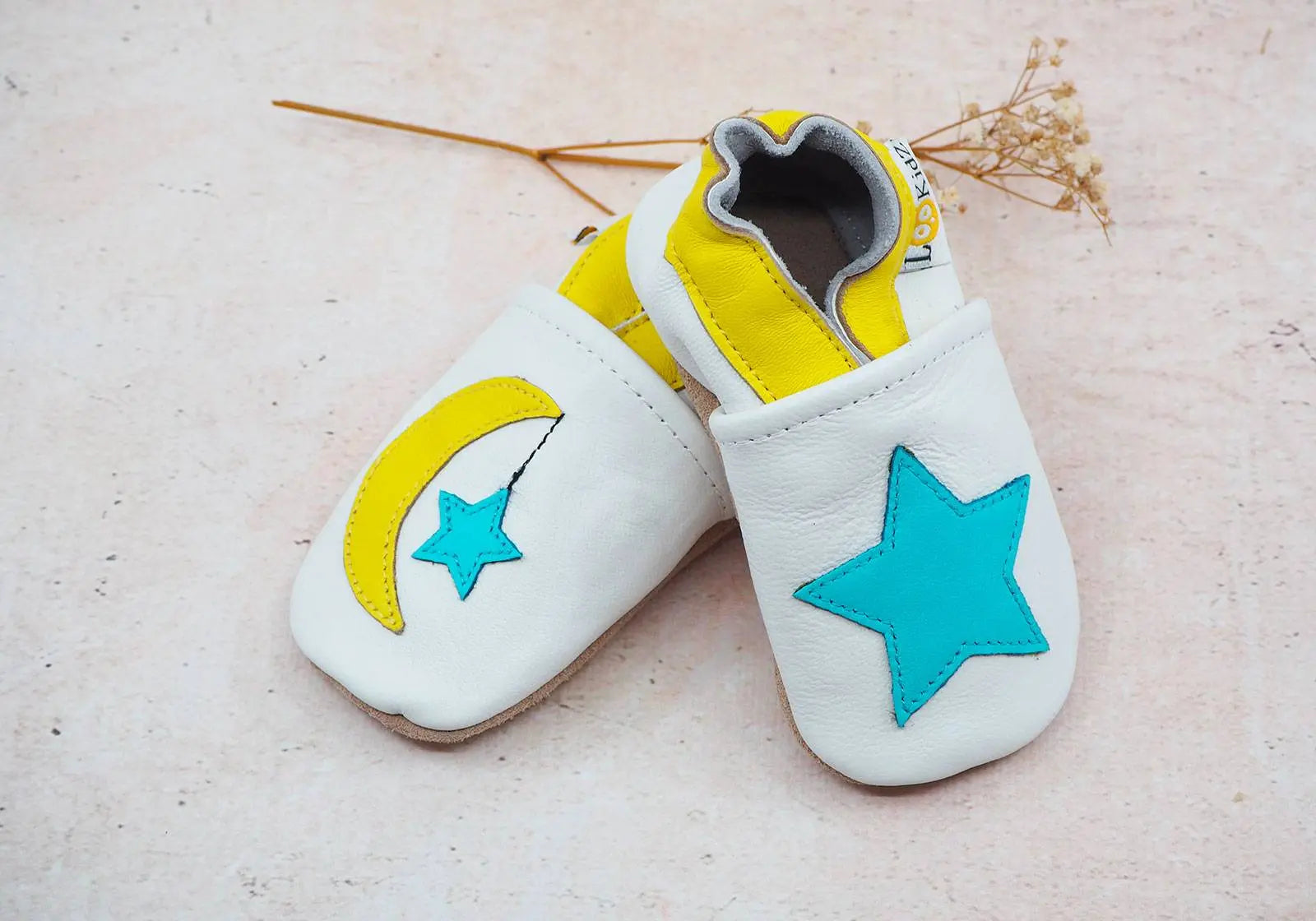 Chaussons en cuir Lookidz Lune & étoile