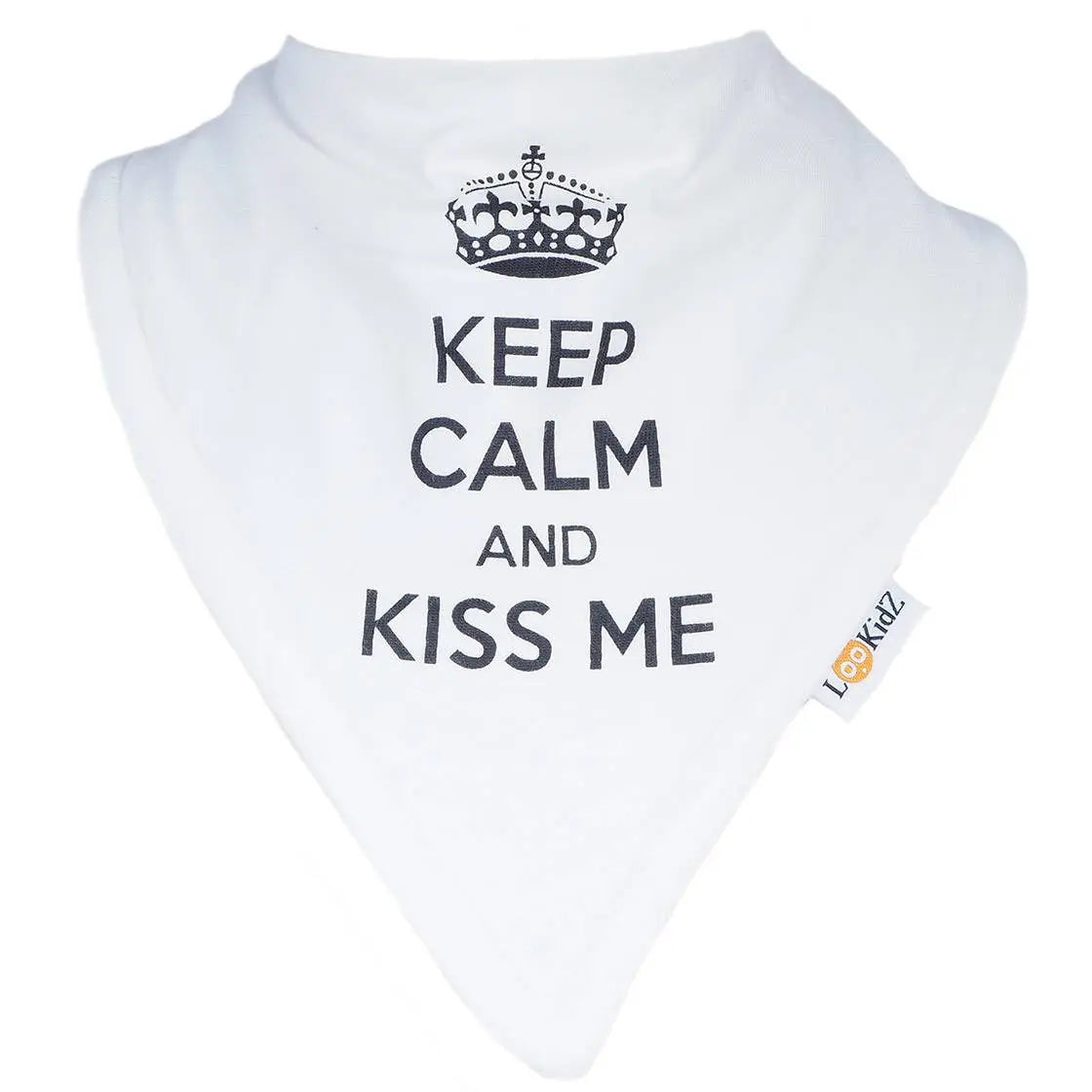 Bavoir bandana Lookidz Keep calm blanc