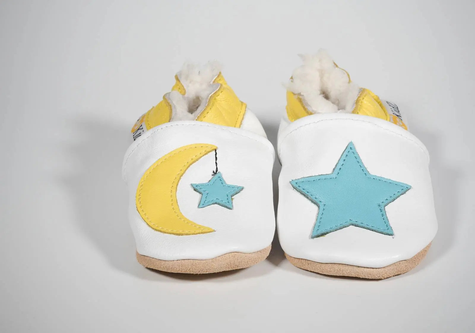 Chaussons en cuir fourrés Lune & étoile