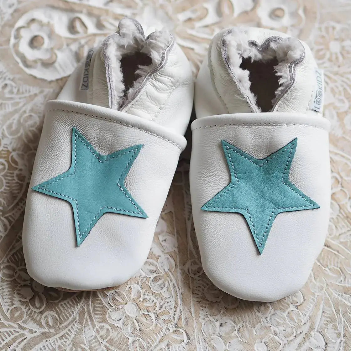 Chaussons en cuir fourrés Lookidz Etoile bleue