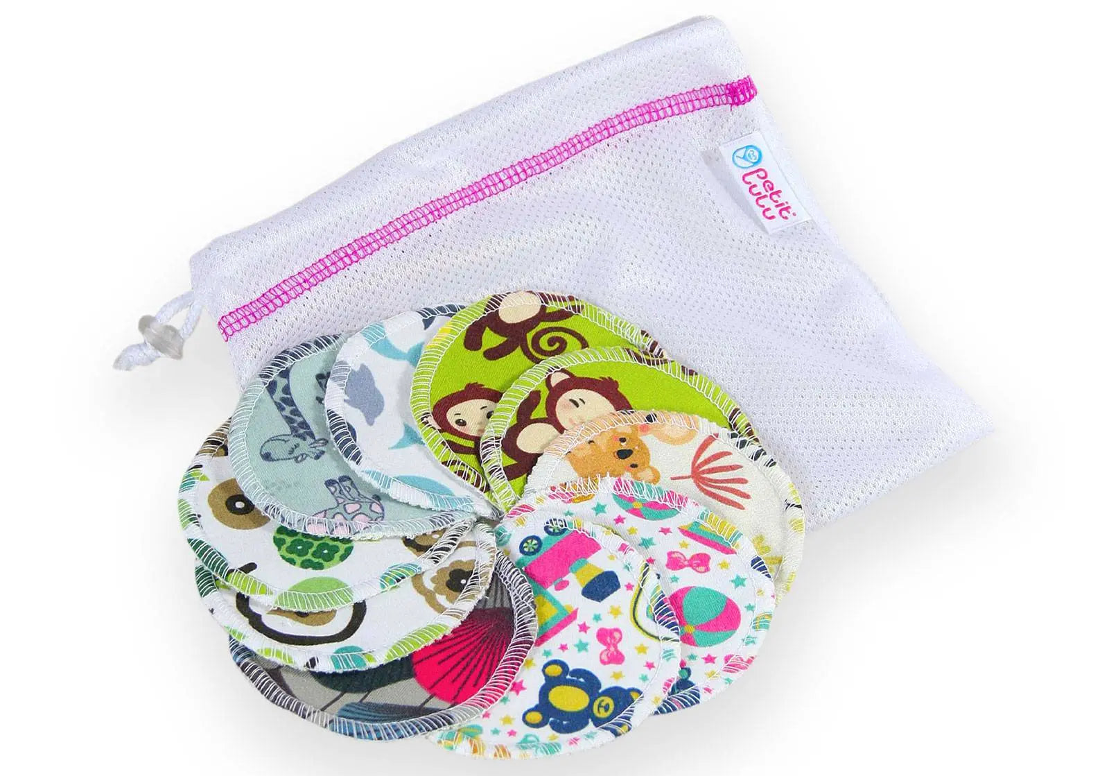 Lot de 10 lingettes démaquillantes lavables & filet Petit Lulu