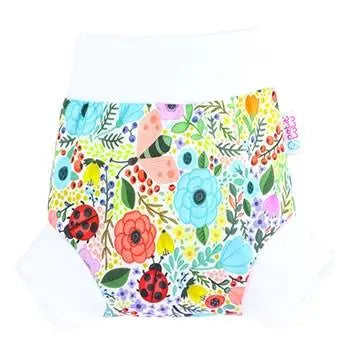 Shorty en PUL Petit Lulu-Fleurs fond blanc-S