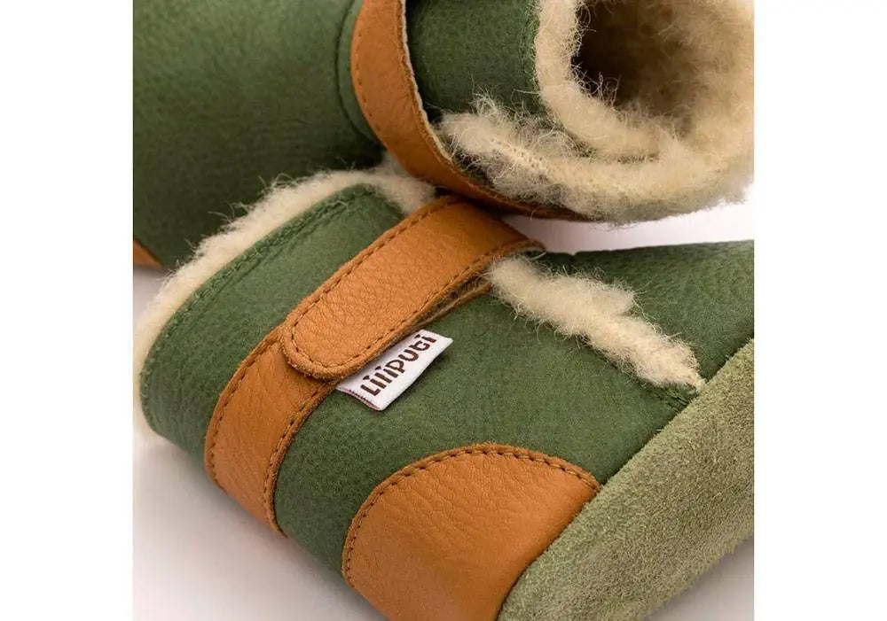 Bottines en cuir souple fourrées Liliputi - Pistachio 24/36mois Liliputi