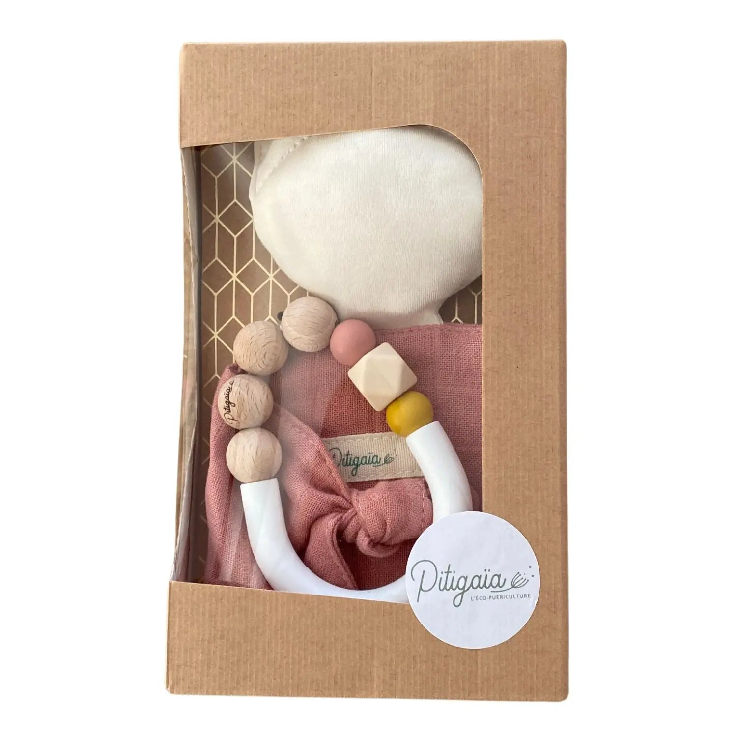 Coffret cadeau naissance doudou coton bio Pitigaia - Terracotta 