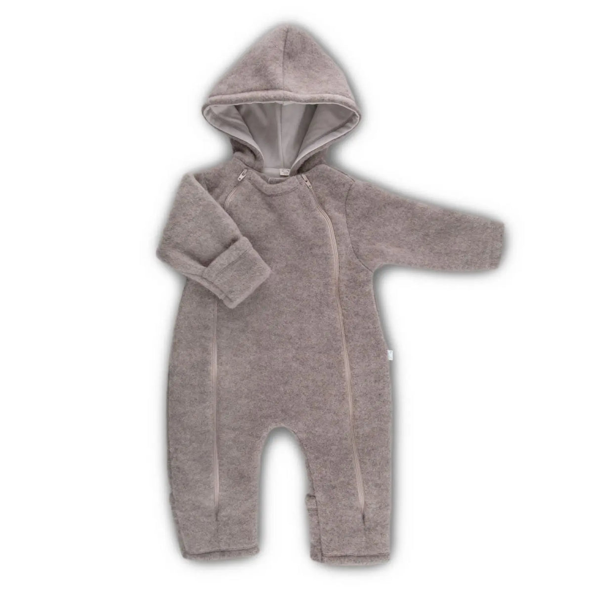 Combinaison bébé en polaire de laine bio Popolini – Sable