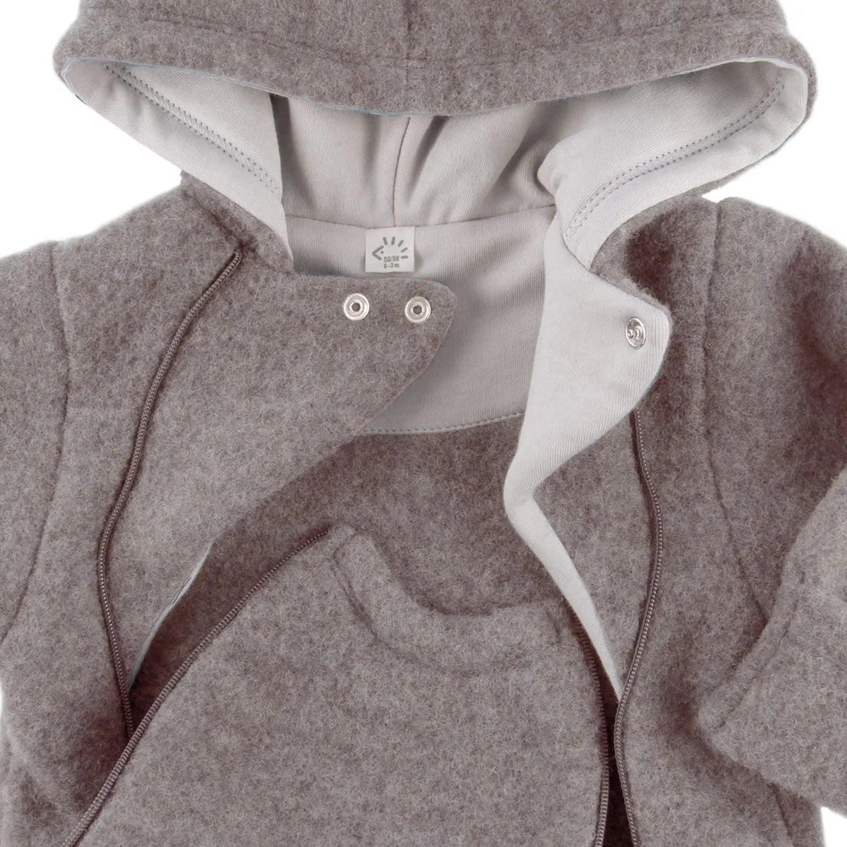 Combinaison bébé en polaire de laine bio Popolini – Sable