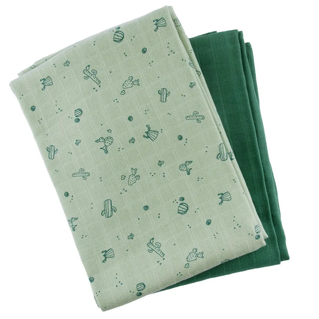 Lot de 2 maxi-langes en coton bio Popolini Vert