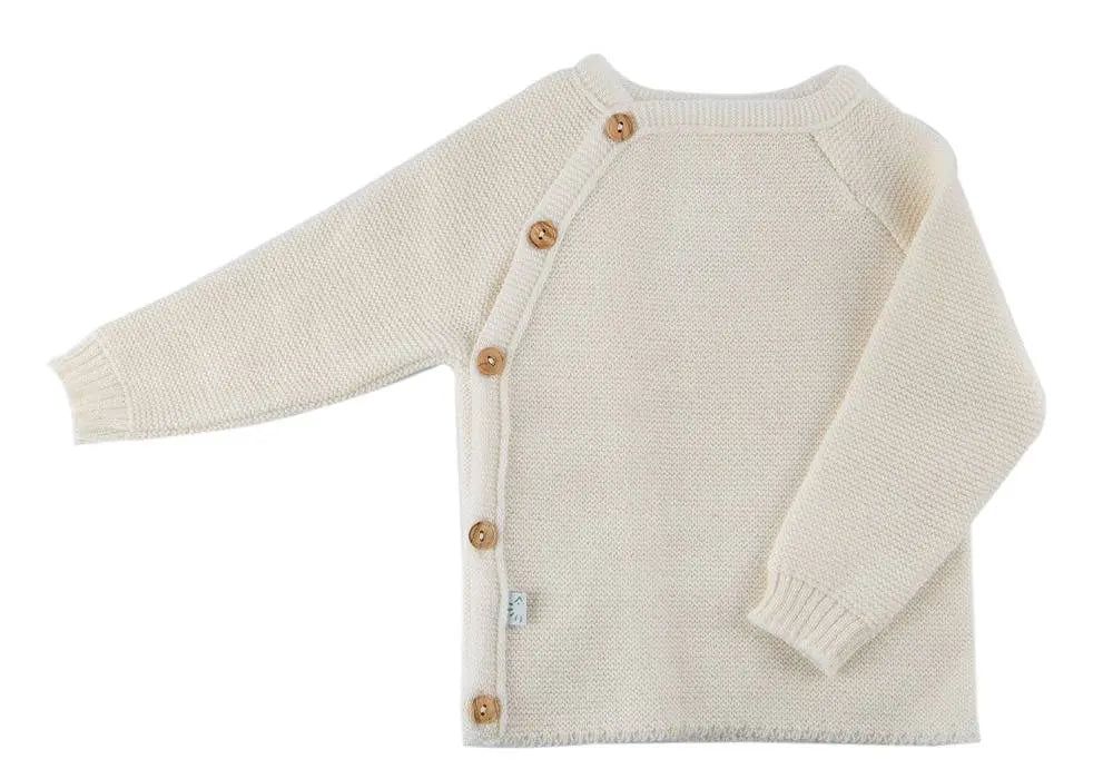 Pull kimono en laine mérinos tricotée Popolini coloris naturel