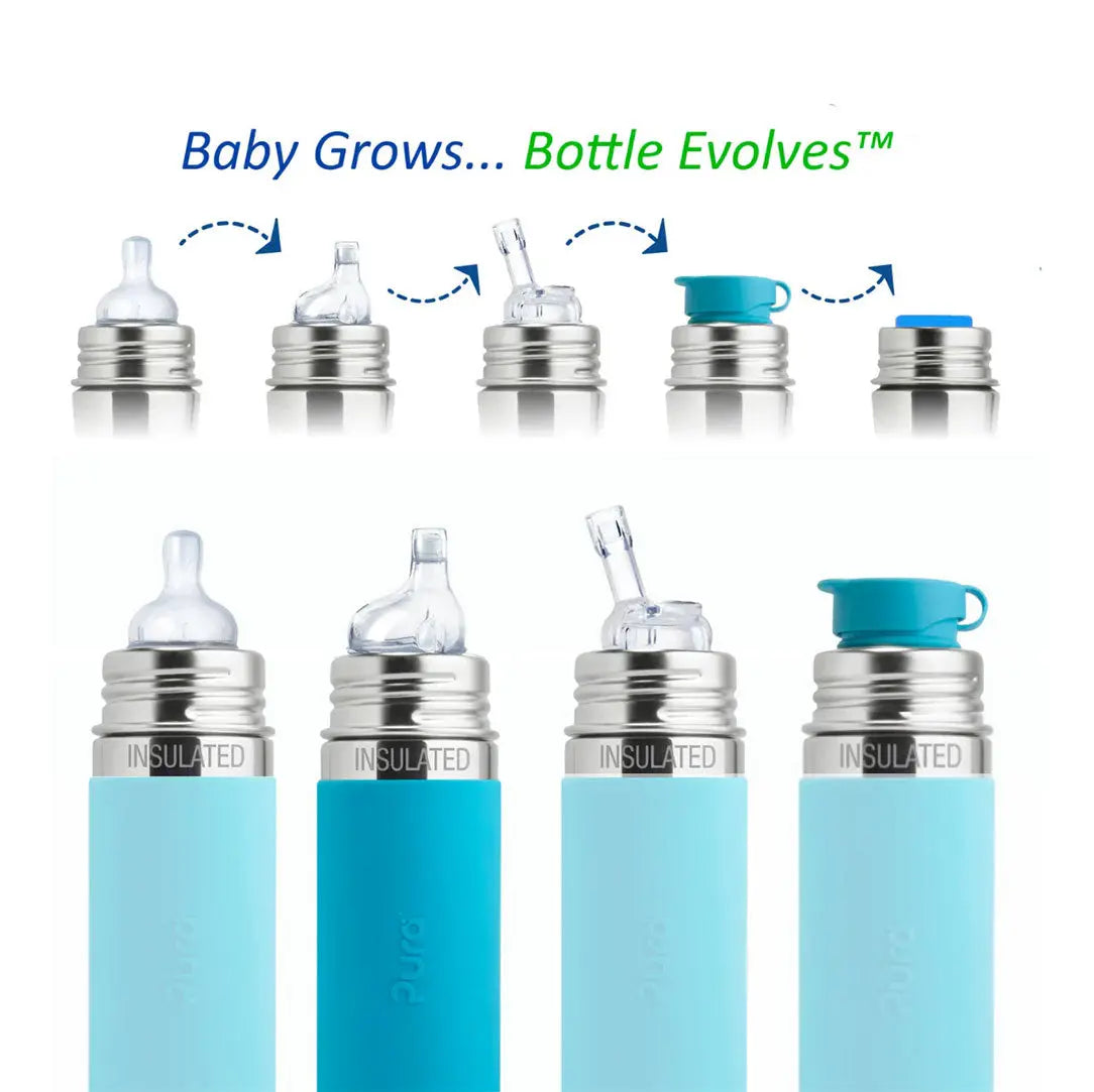 Gourde à bec Inox Isotherme 260ml Pura Turquoise