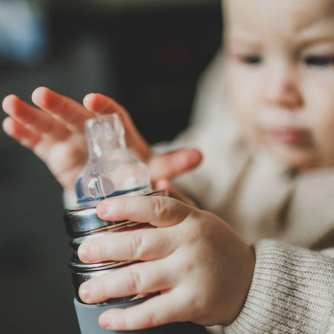 Gourde à bec Inox 325ml Pura - Gris - Lilinappy