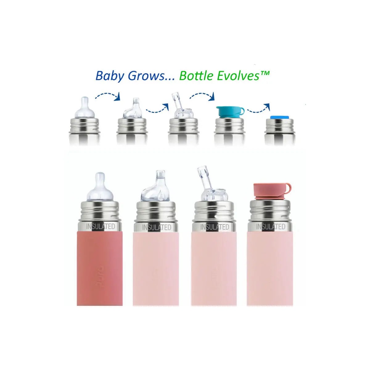 Gourde à paille Free Inox 325ml Pura - Poudre - Lilinappy