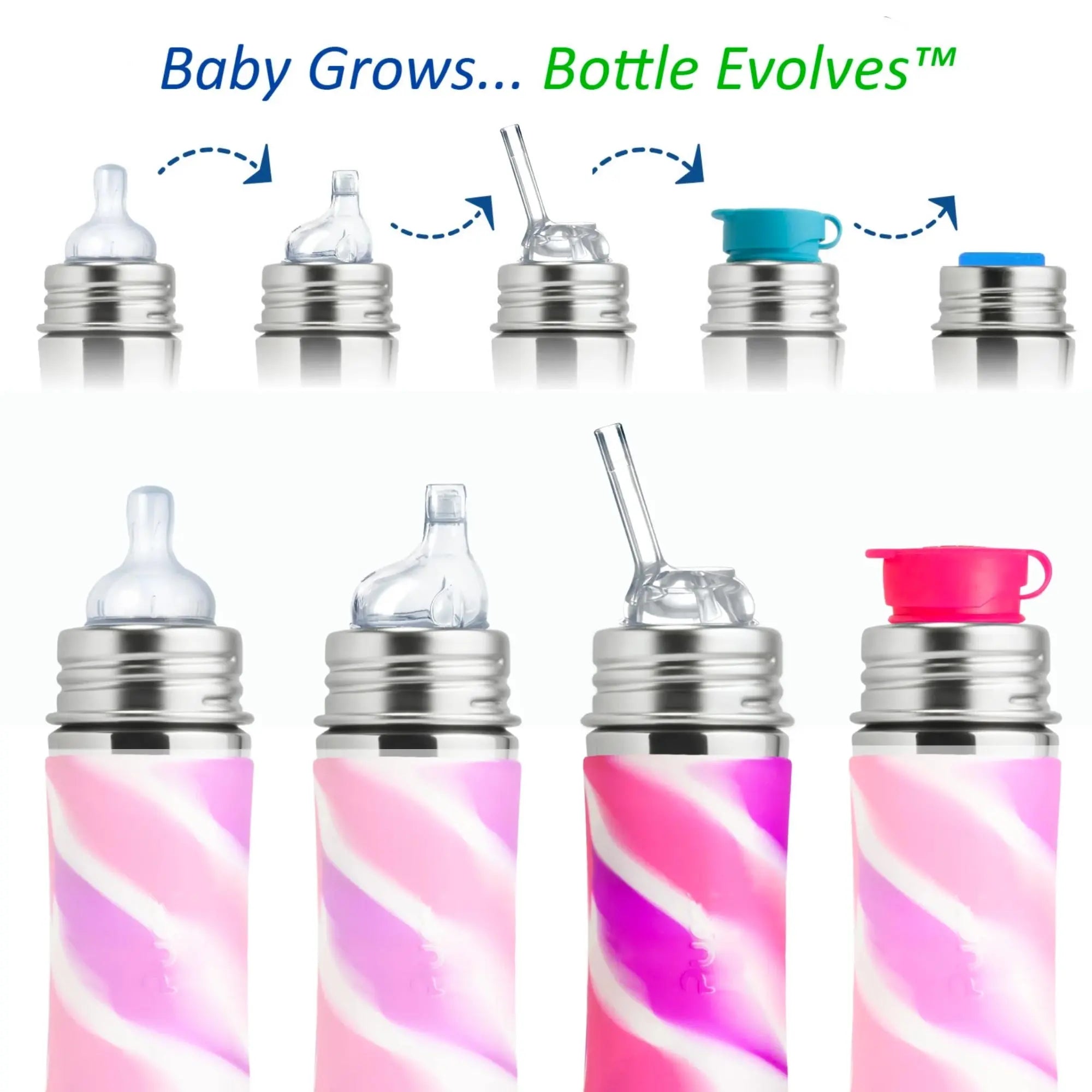 Gourde à paille Free Inox 325ml Pura - Pink swirl 