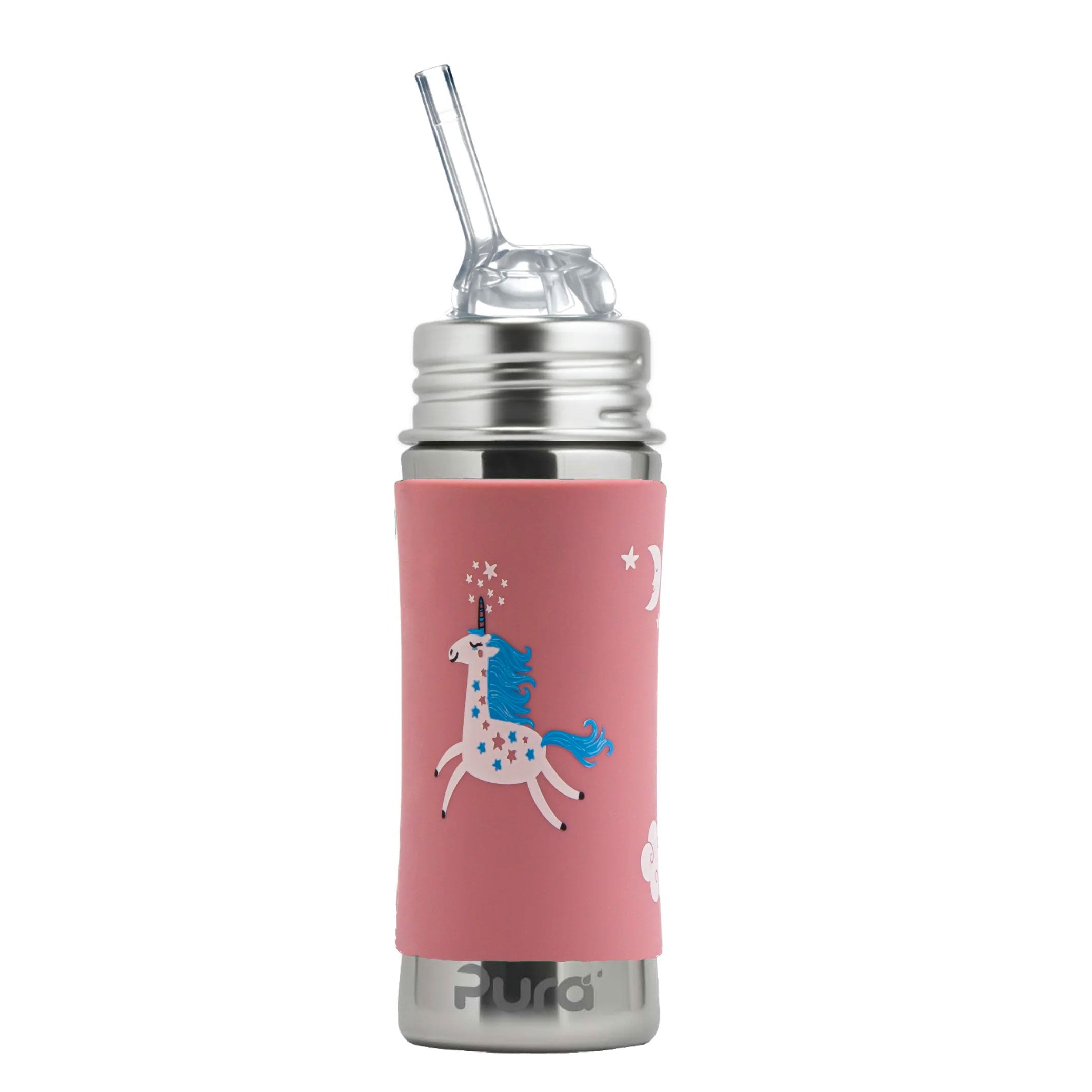 Gourde à paille Free Inox 325ml Pura - Licorne - Lilinappy