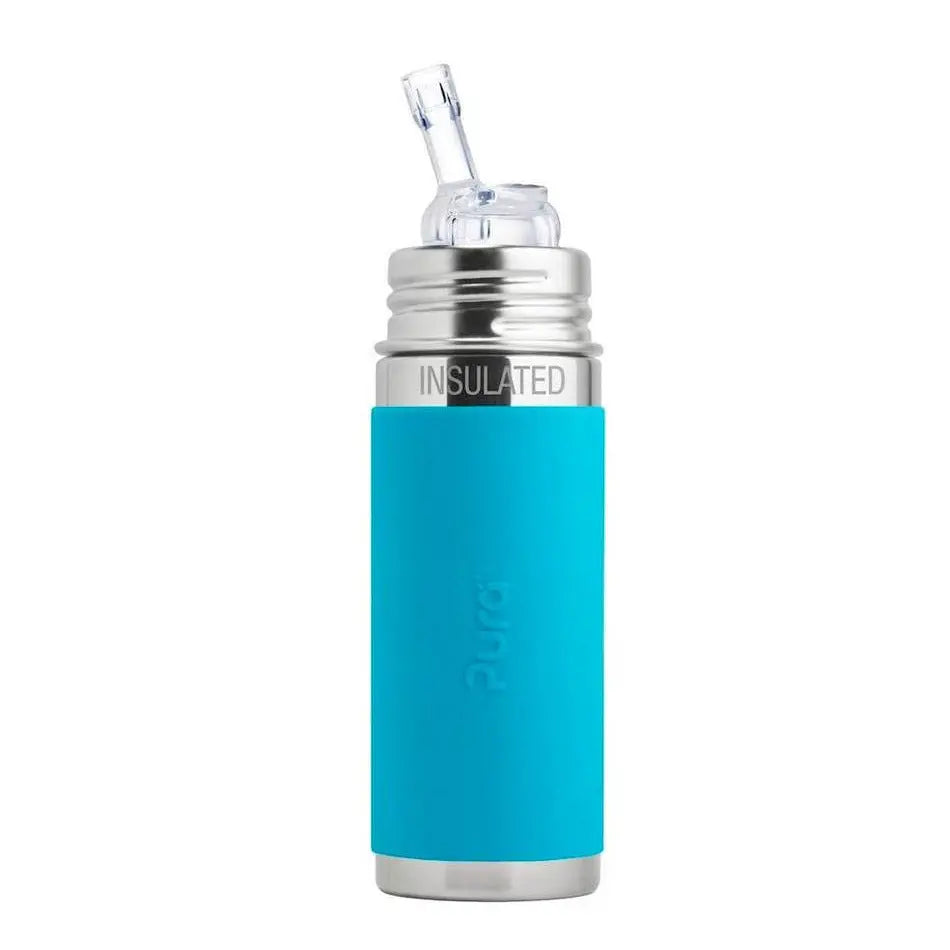 Gourde à paille Inox Isotherme 260ml Pura Turquoise