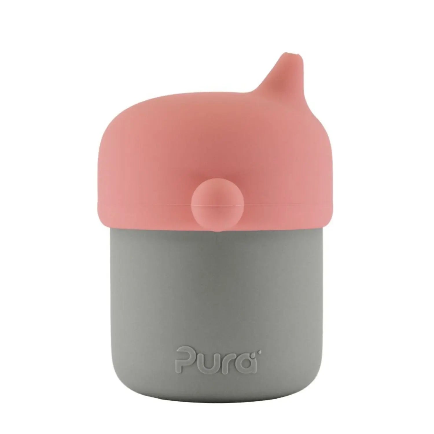 Tasse à bec en silicone Pura - Rose/gris 
