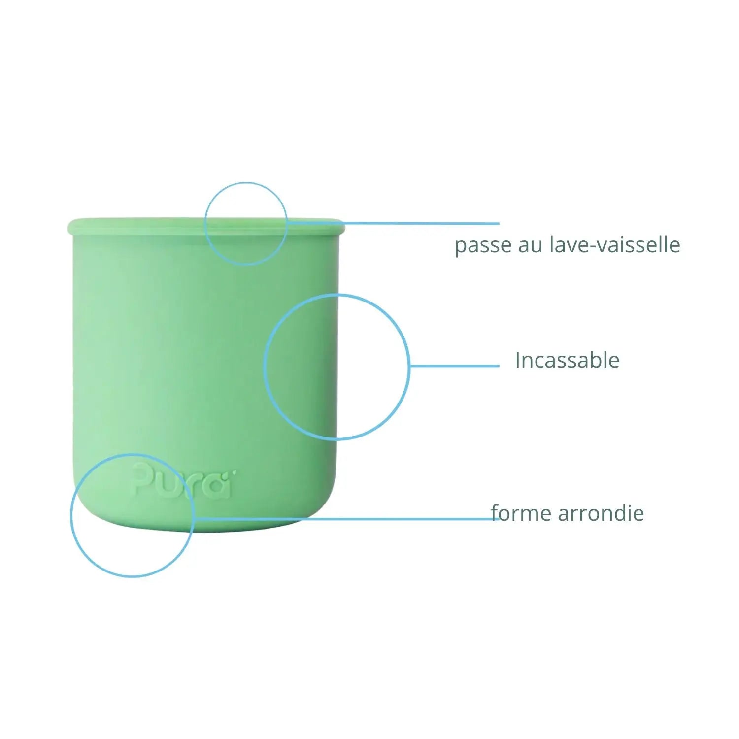 3 gobelets d’apprentissage en silicone Pura 