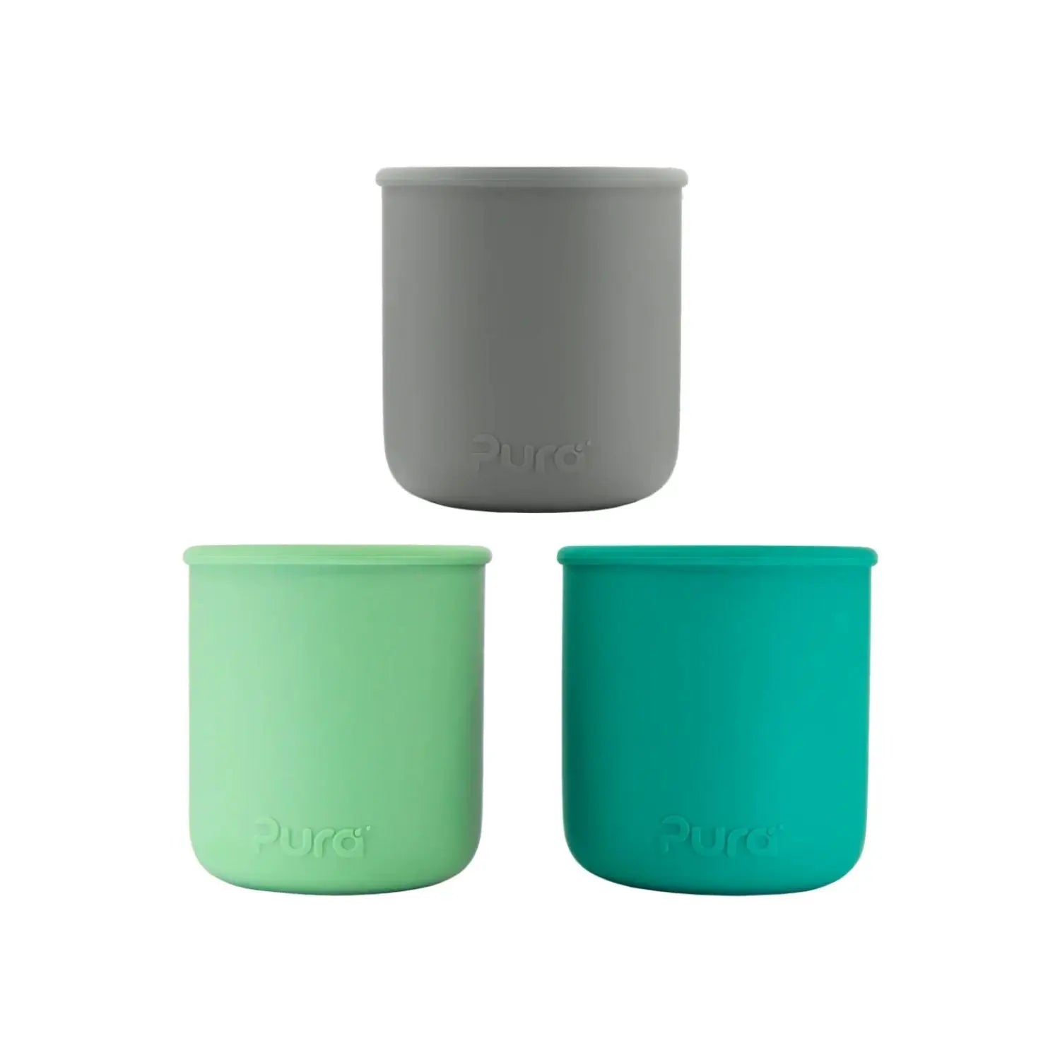 3 gobelets d’apprentissage en silicone Pura 