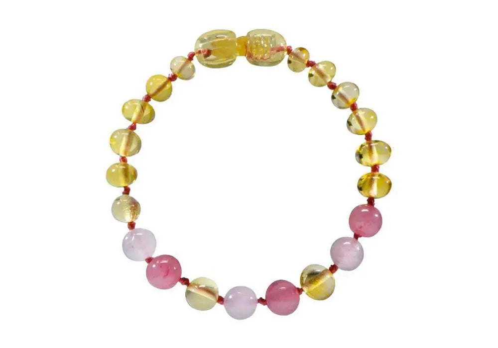 Bracelet pour bébé en pierres naturelles Lemon/Quartz Rose/Calcédoine Irreversible Bijoux Irreversible bijoux