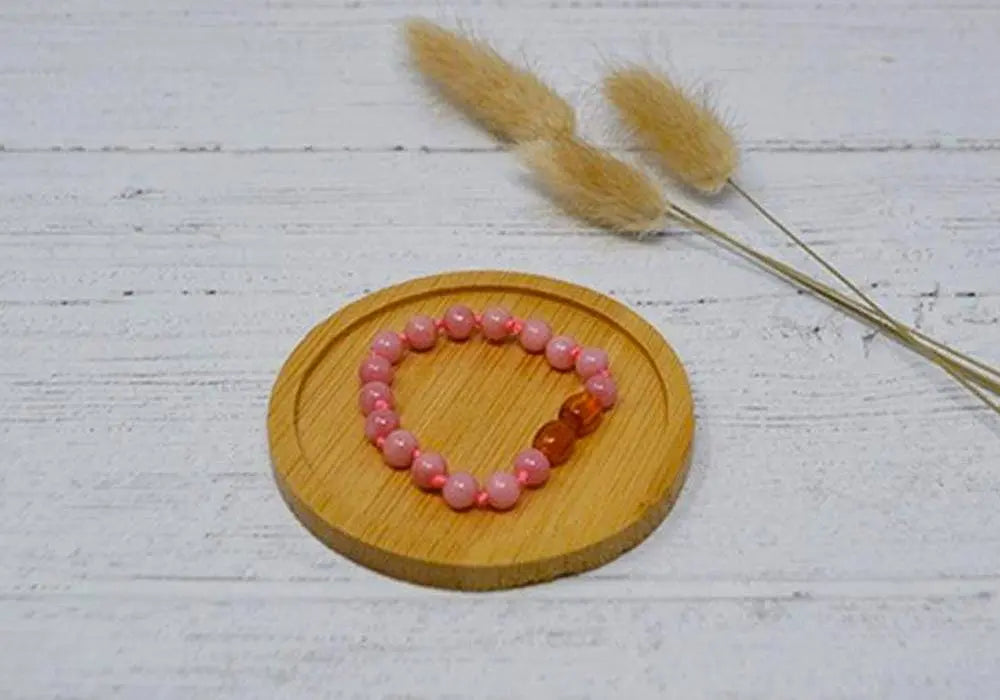 Bracelet pour bébé en pierres naturelles Quartz rose teintée Irréversible Bijoux Irreversible bijoux