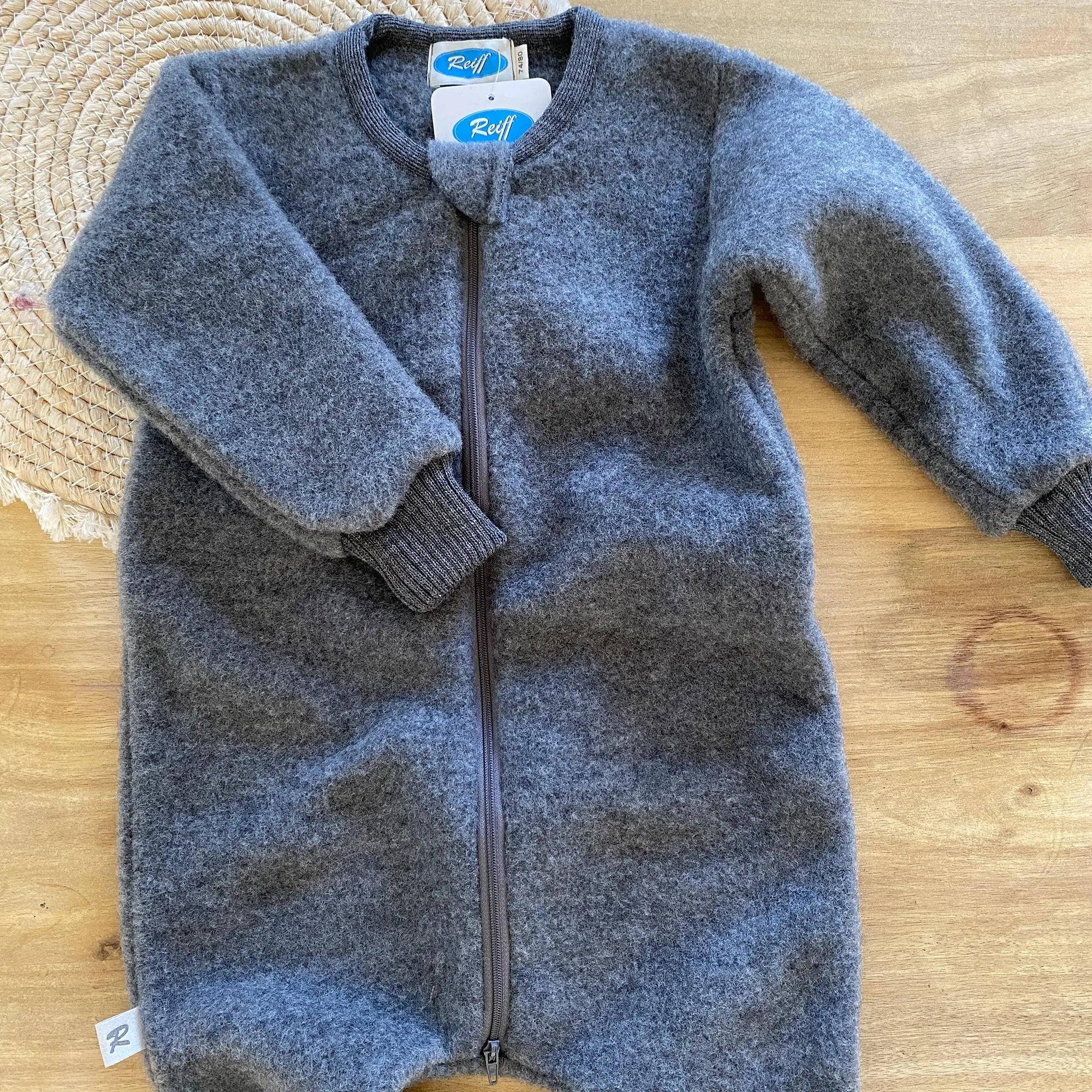 Combinaison de nuit bébé en polaire de laine bio Reiff - Gris Rock 