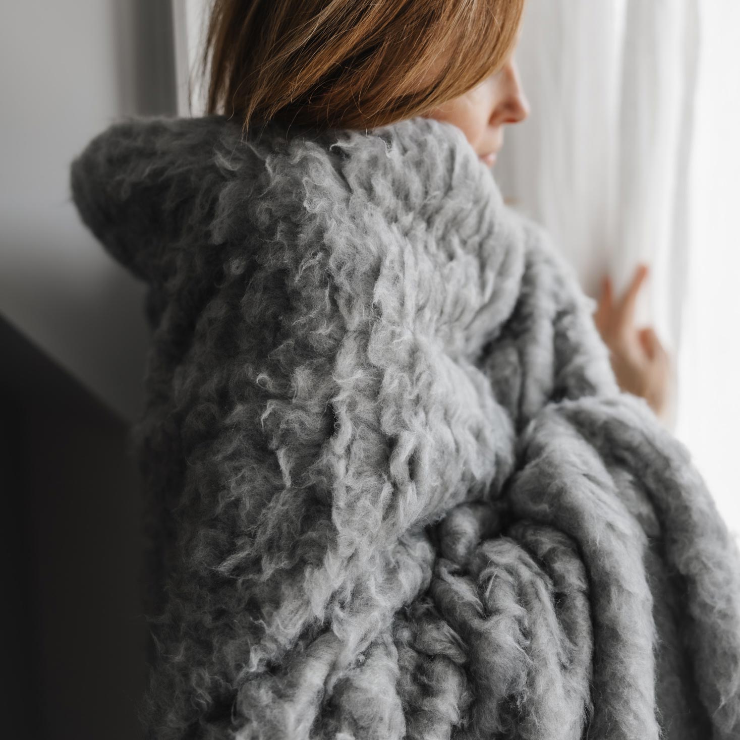 Couverture pure laine vierge /Cachemire Saling 150x190cm - Gris