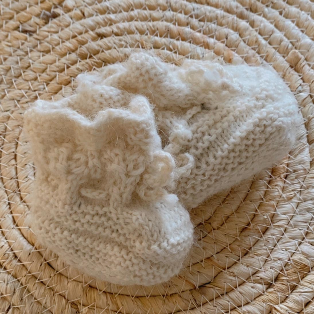 Chaussons tricotés en alpaga nouveau-né Sassoupi 