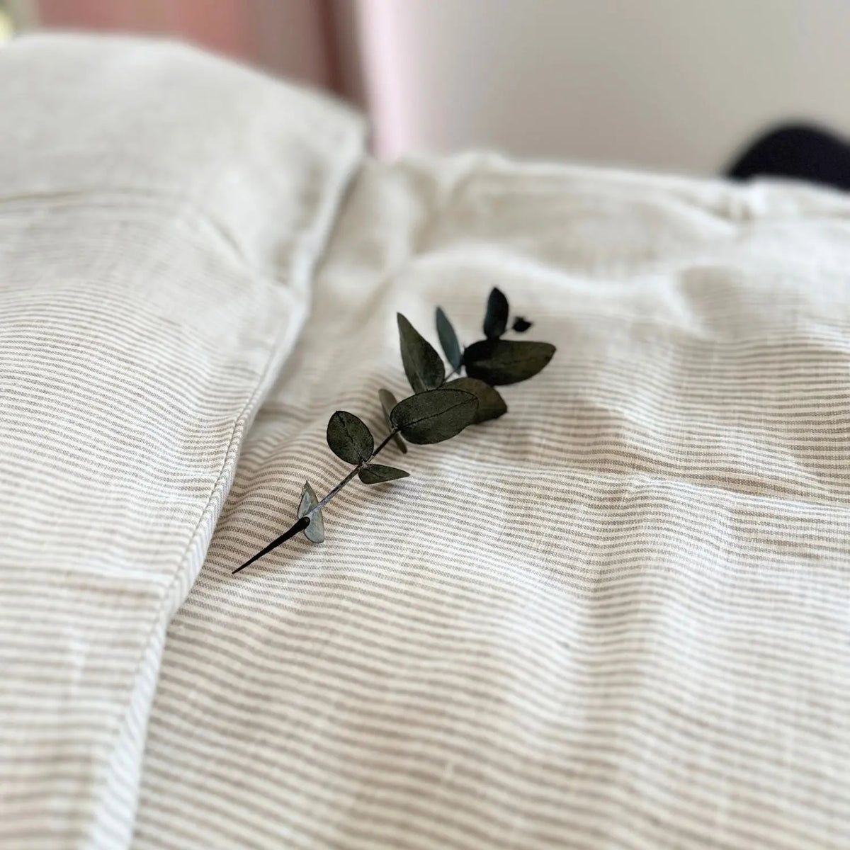 Housse de couette enfant en lin lavé - Rayé naturel