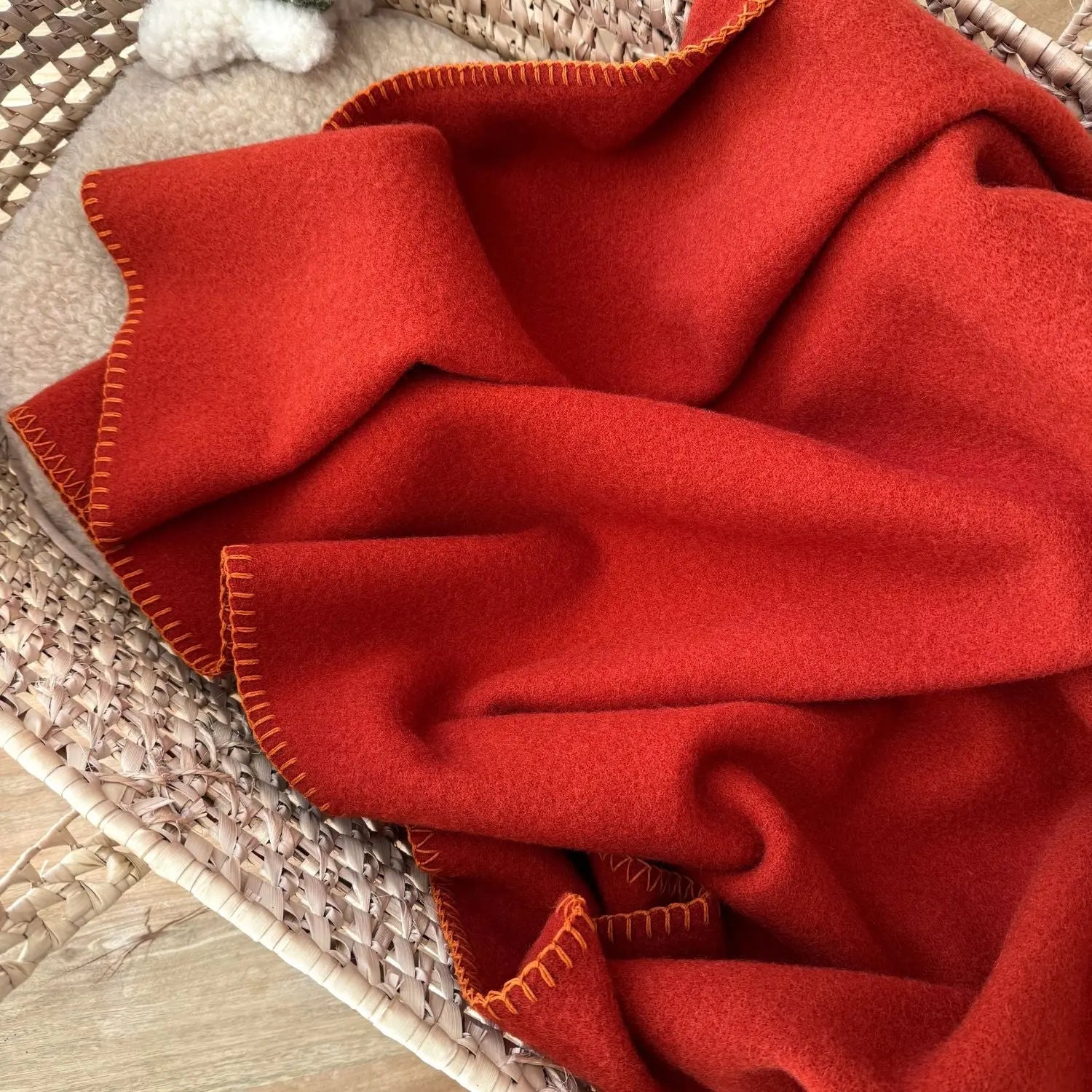 Couverture en laine vierge Songe Sassoupi - Rouille 