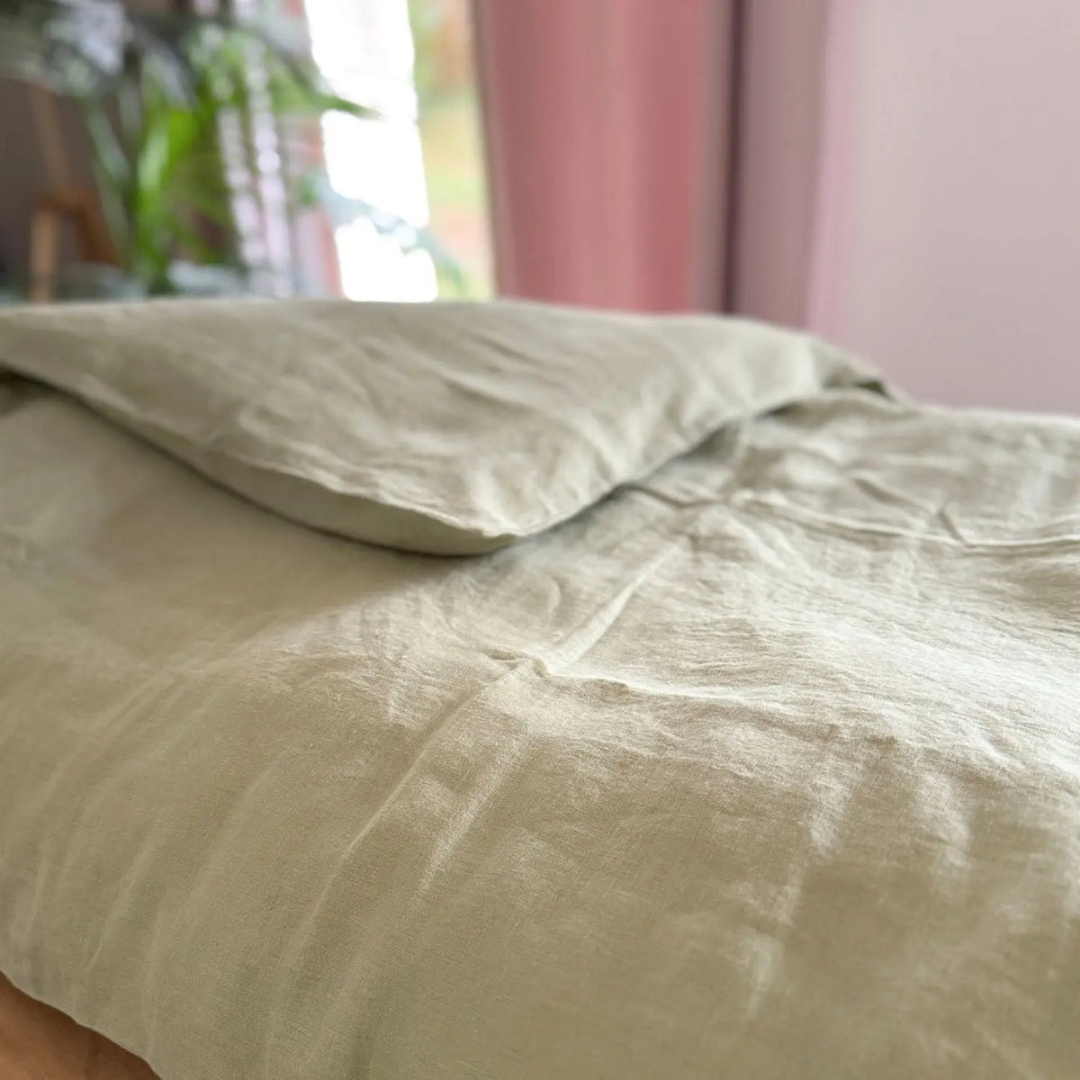 Housse de couette enfant en lin lavé - Sauge
