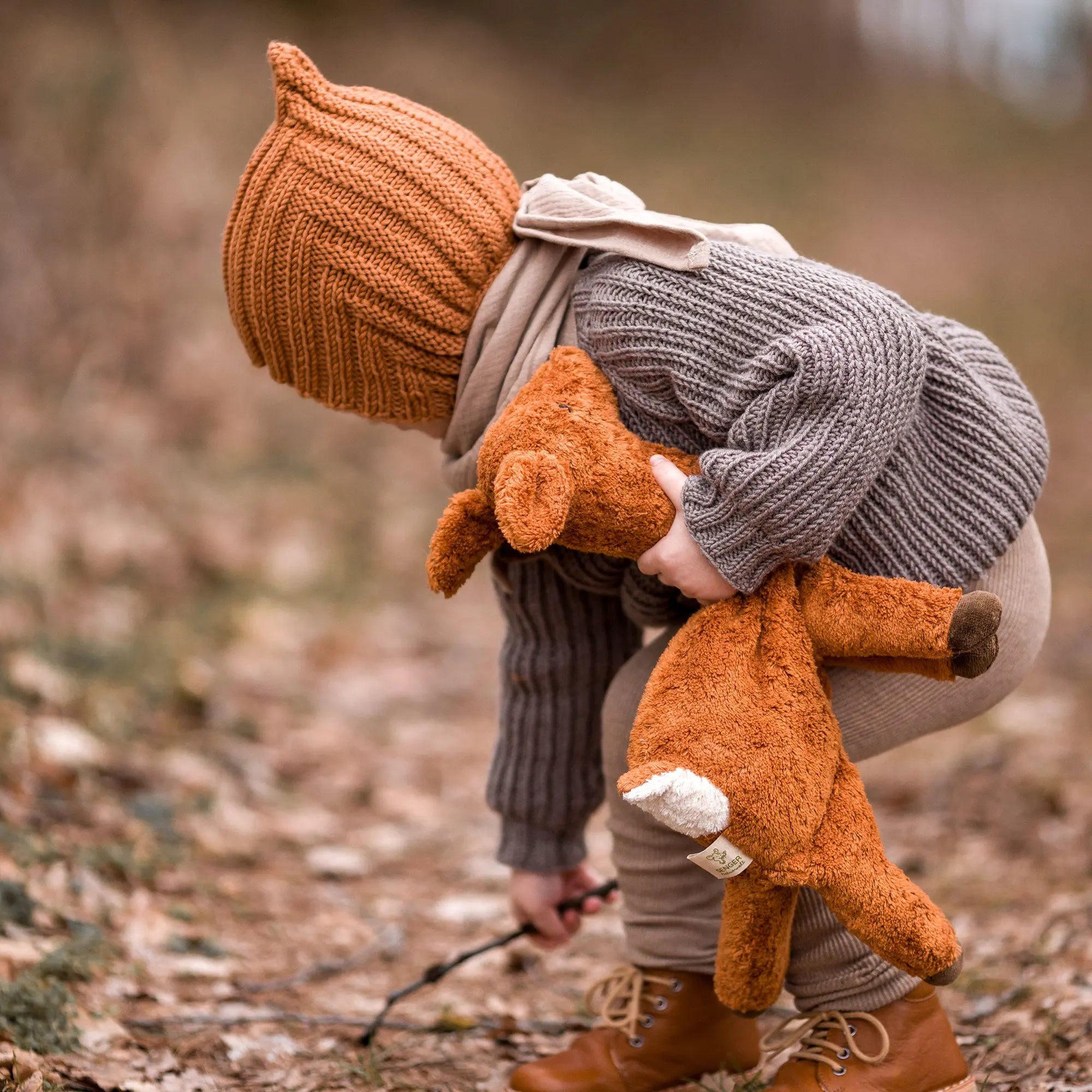 Doudou bouillotte en coton bio & laine Senger Naturwelt - Faon 
