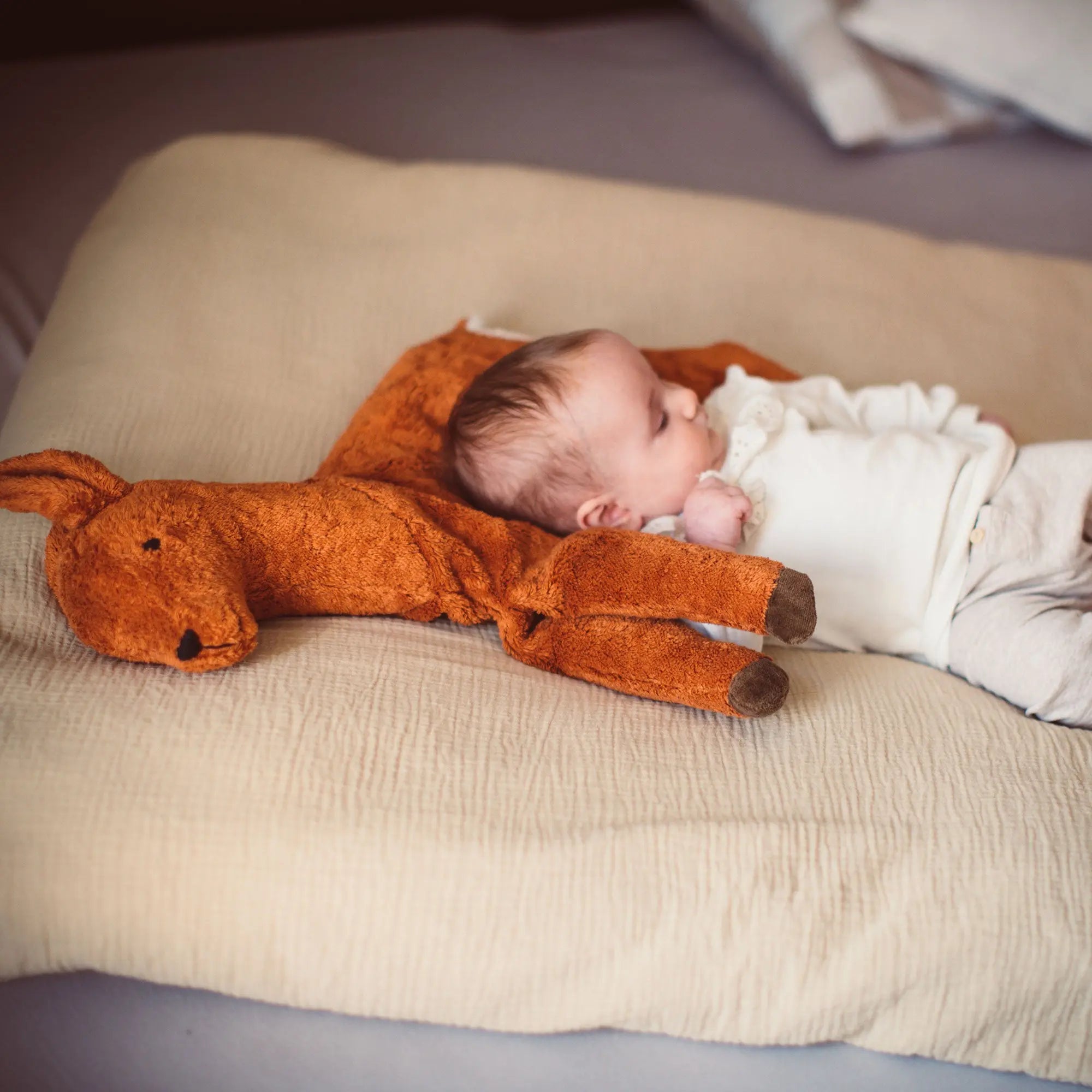 Doudou bouillotte en coton bio & laine Senger Naturwelt - Faon 