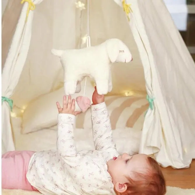 Peluche musicale en coton bio & laine Senger Naturwelt - Mouton 