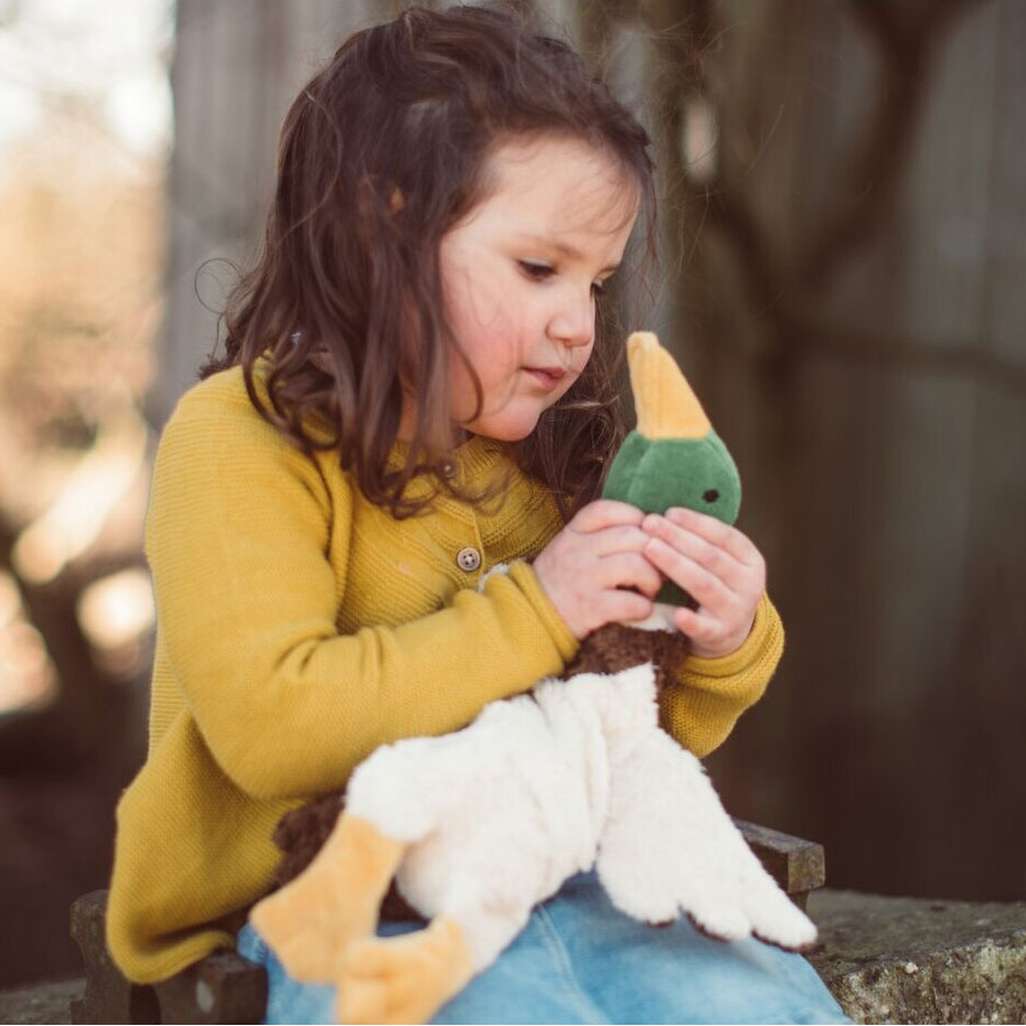 Doudou bouillotte en coton bio & laine Senger Naturwelt - Canard