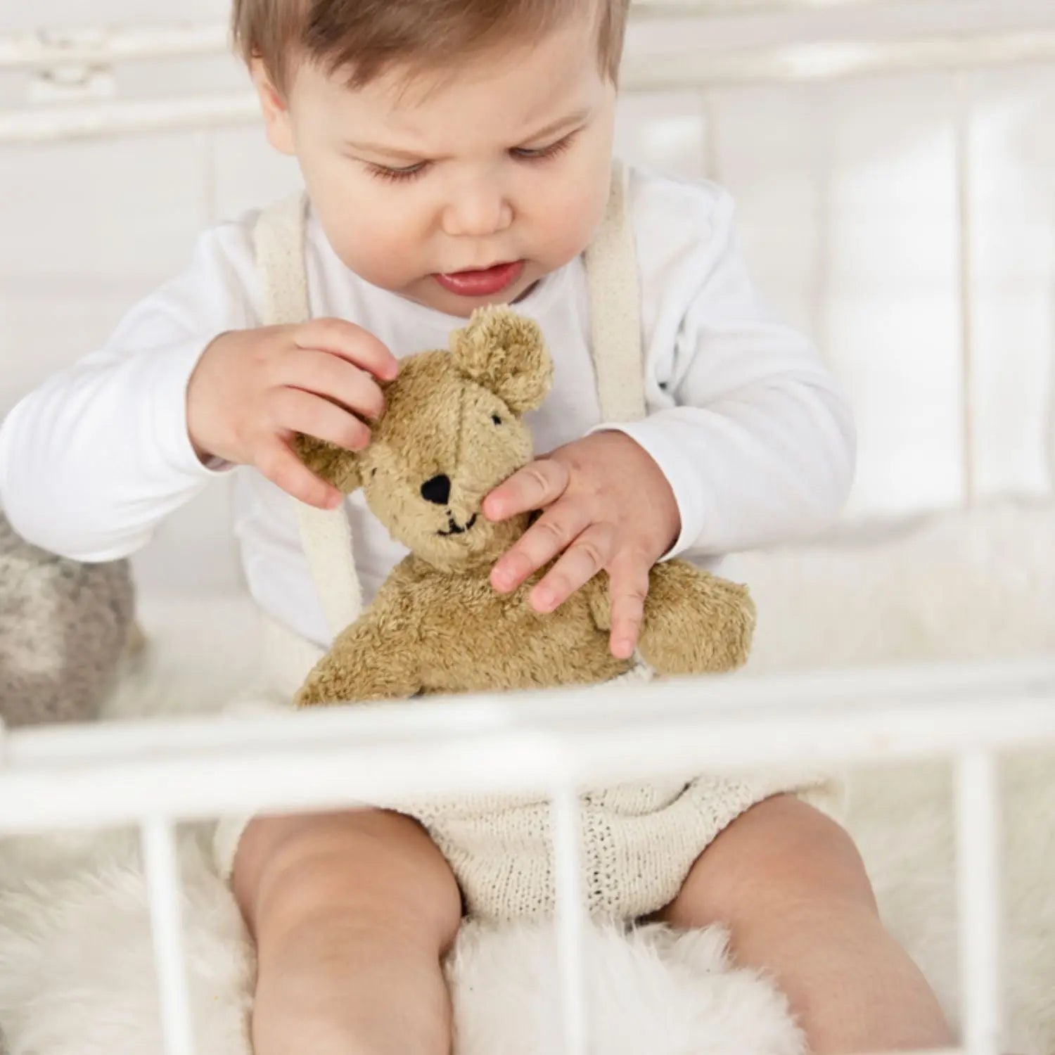 Doudou bébé ours beige en coton bio & laine Senger Naturwelt 