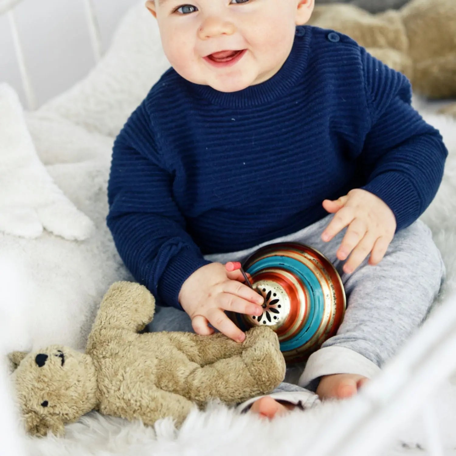 Doudou bébé ours beige en coton bio & laine Senger Naturwelt 