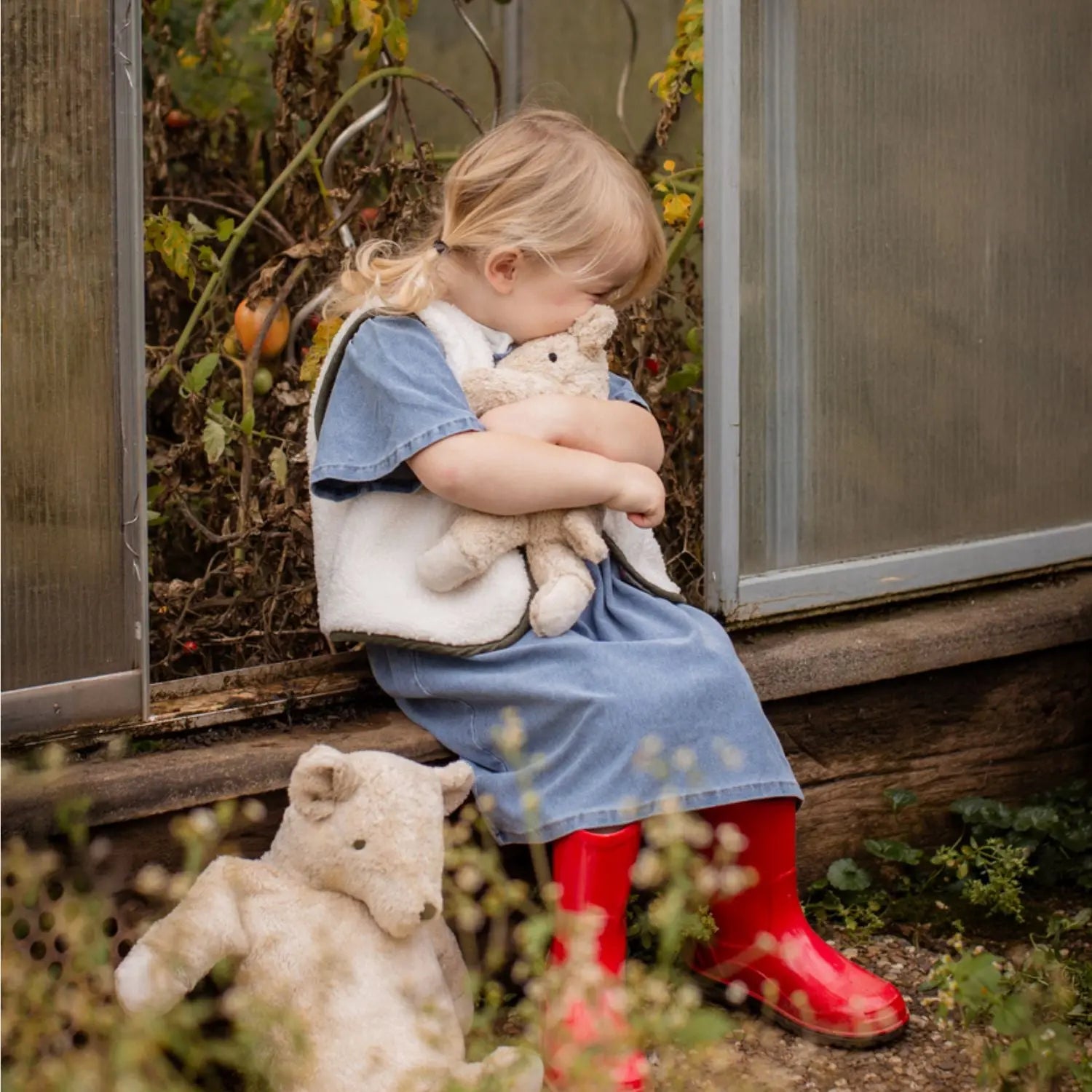 Doudou bouillotte en coton bio & laine Senger Naturwelt - Petit ours lin 