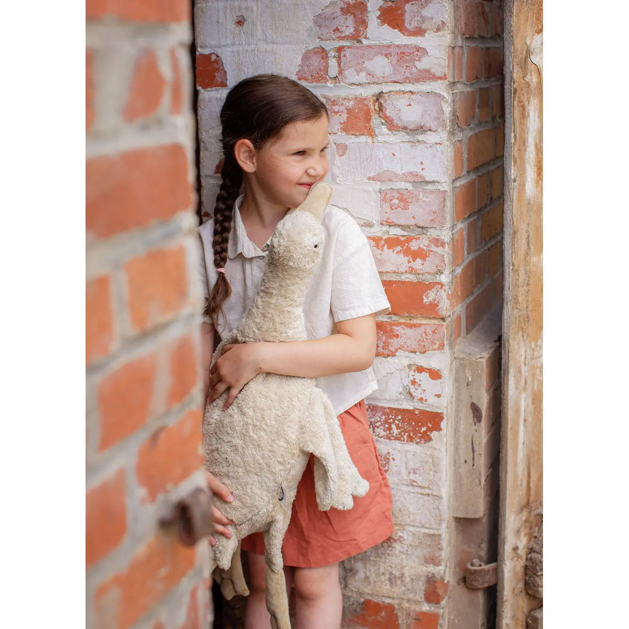 Doudou bouillotte en coton bio & laine Senger Naturwelt - Grande oie sable 