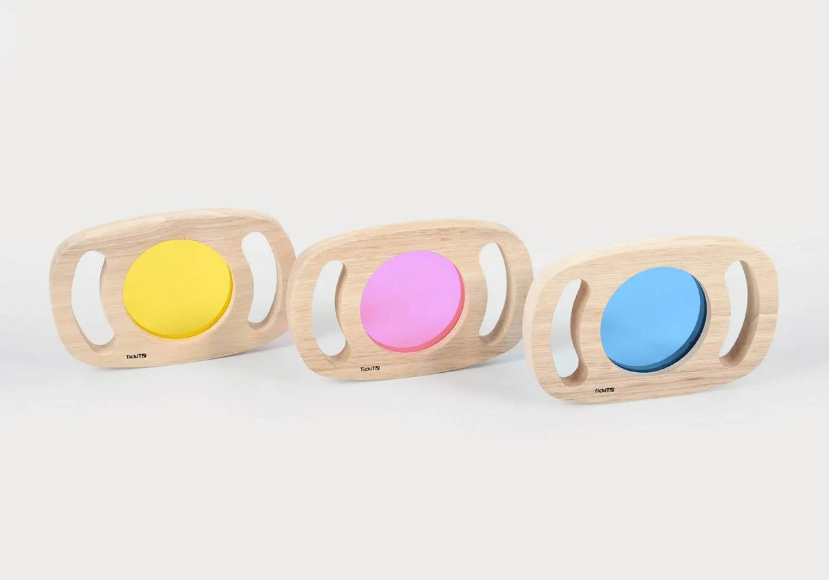 Lot de 3 panneaux sensoriels colorés en bois et acrylique Tickit 