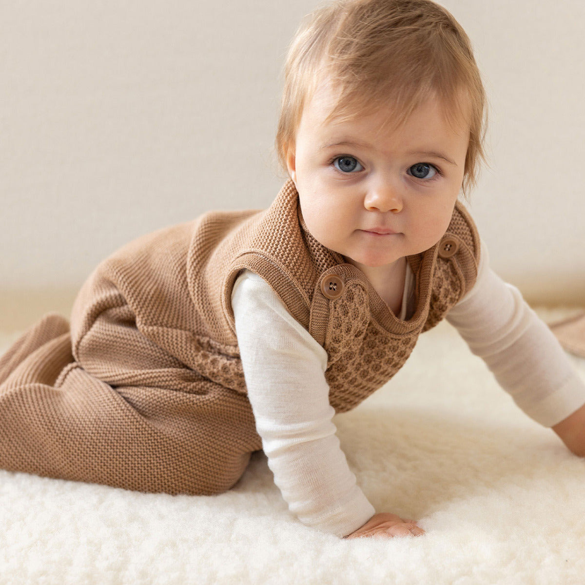 Gigoteuse sans manches en laine merinos Disana - Dove blue