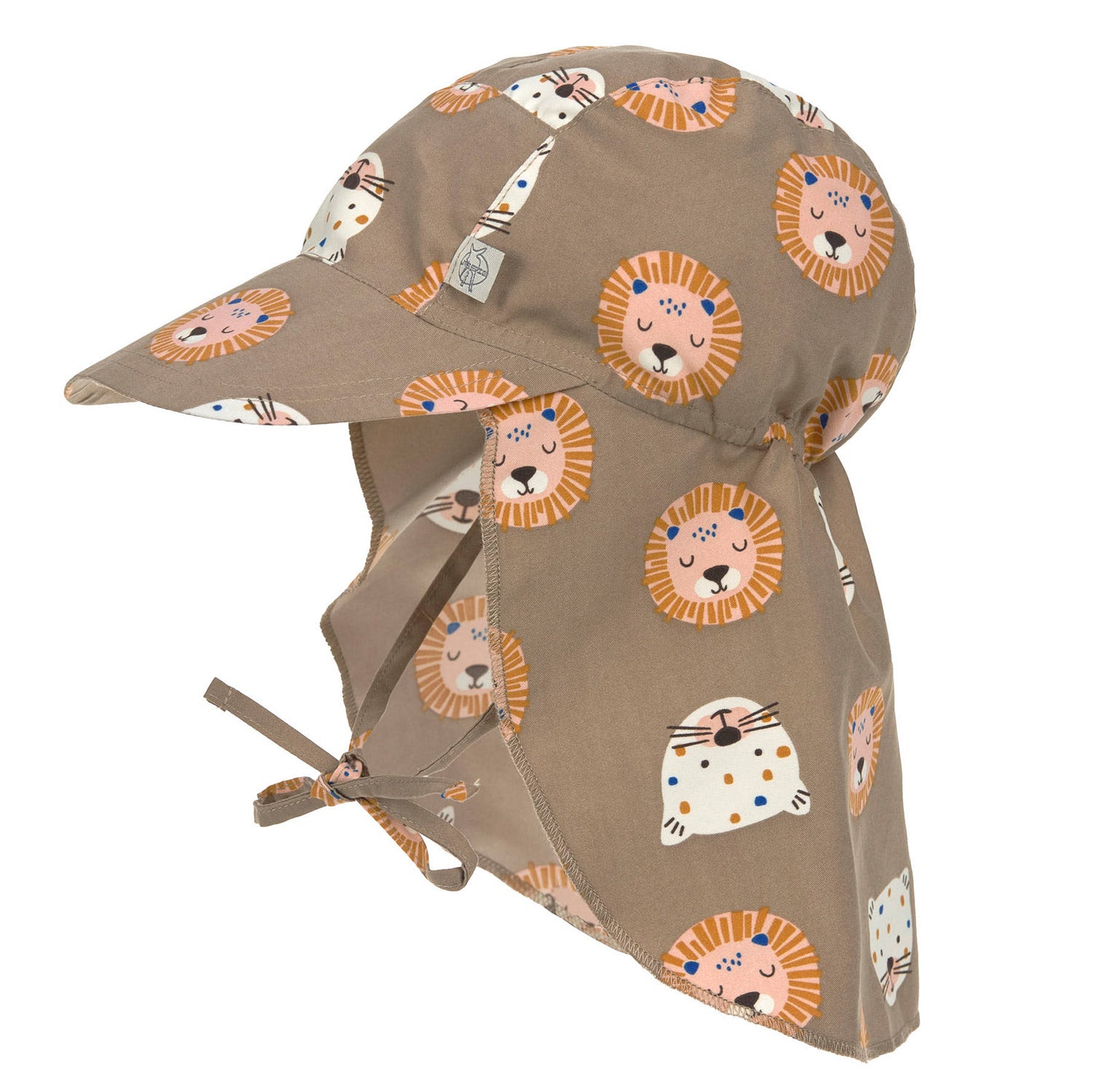 Casquette protège nuque anti-UV Lässig - Wild Cats choco - Lilinappy