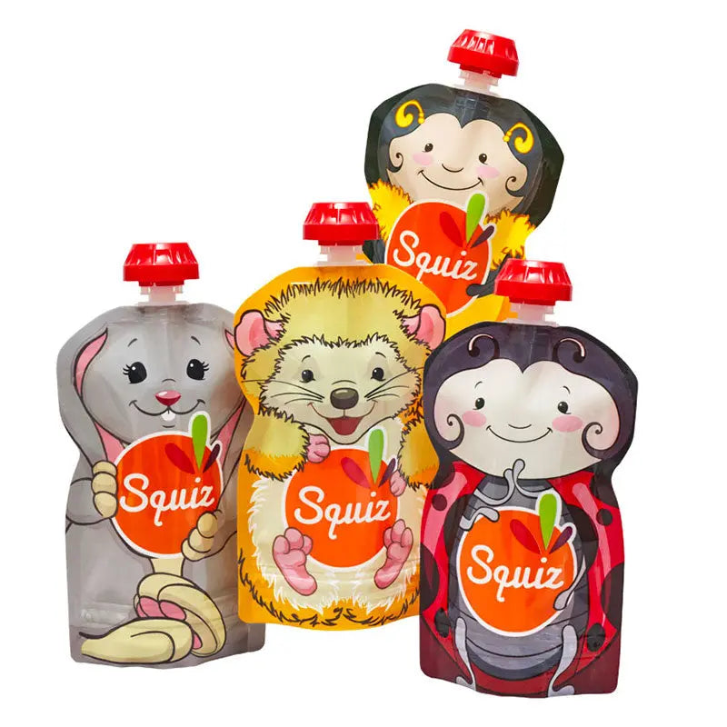 Lot de 4 gourdes compote réutilisables Squiz Nature