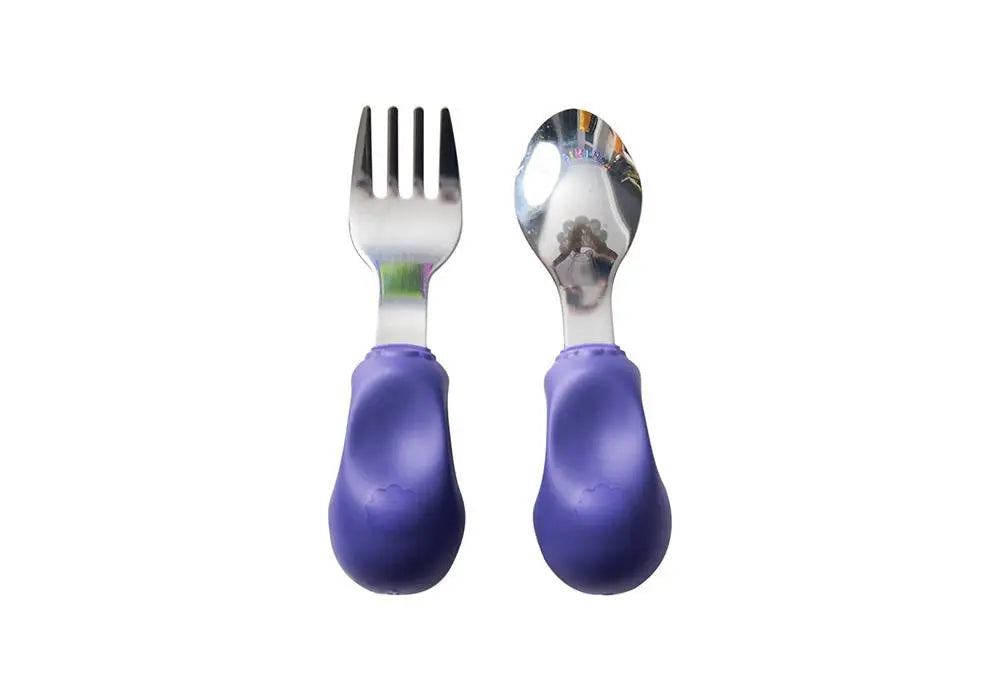 Couverts ergonomiques Nana's Manners stage 2 - violet, couverts bébé à partir de 12 mois 