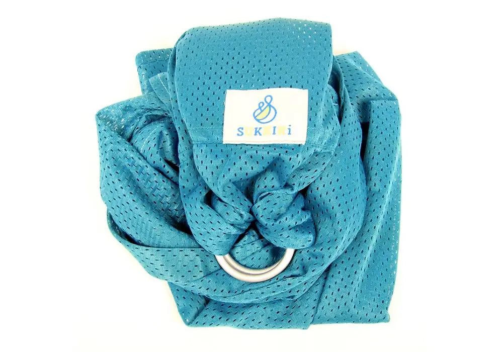 Porte-bébé sling d'eau Sukkiri vert émeraude, porte-bébé aquatique en maille légère et ajourée, idéale pour le portage en été