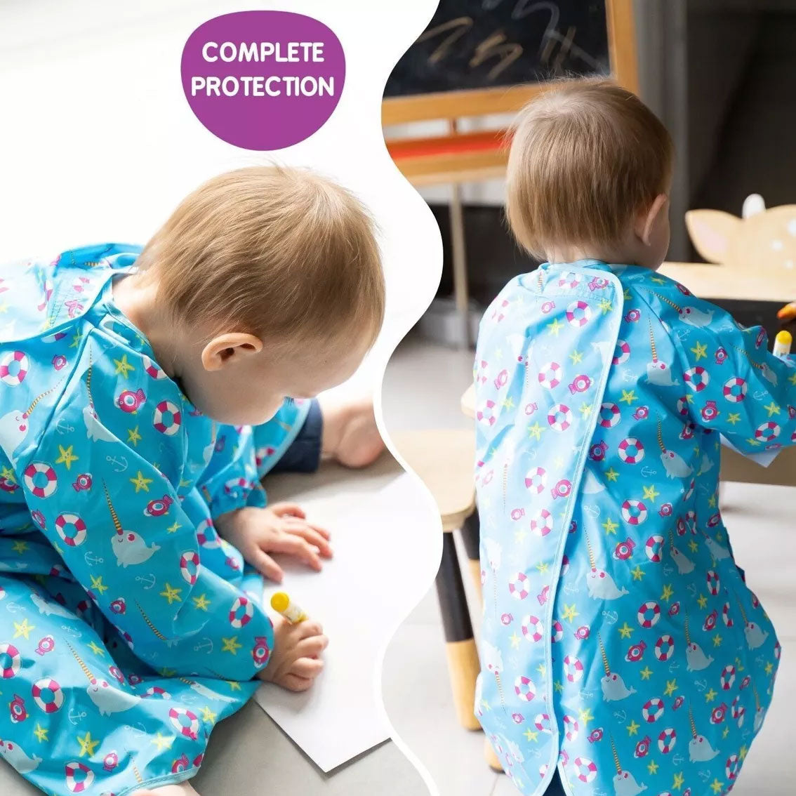 Long tablier de protection Tidy Tot - Seaside - Lilinappy