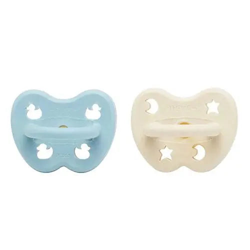2 tétines en caoutchouc naturel Hévéa - Baby blue et Milky white 0/3mois - Lilinappy