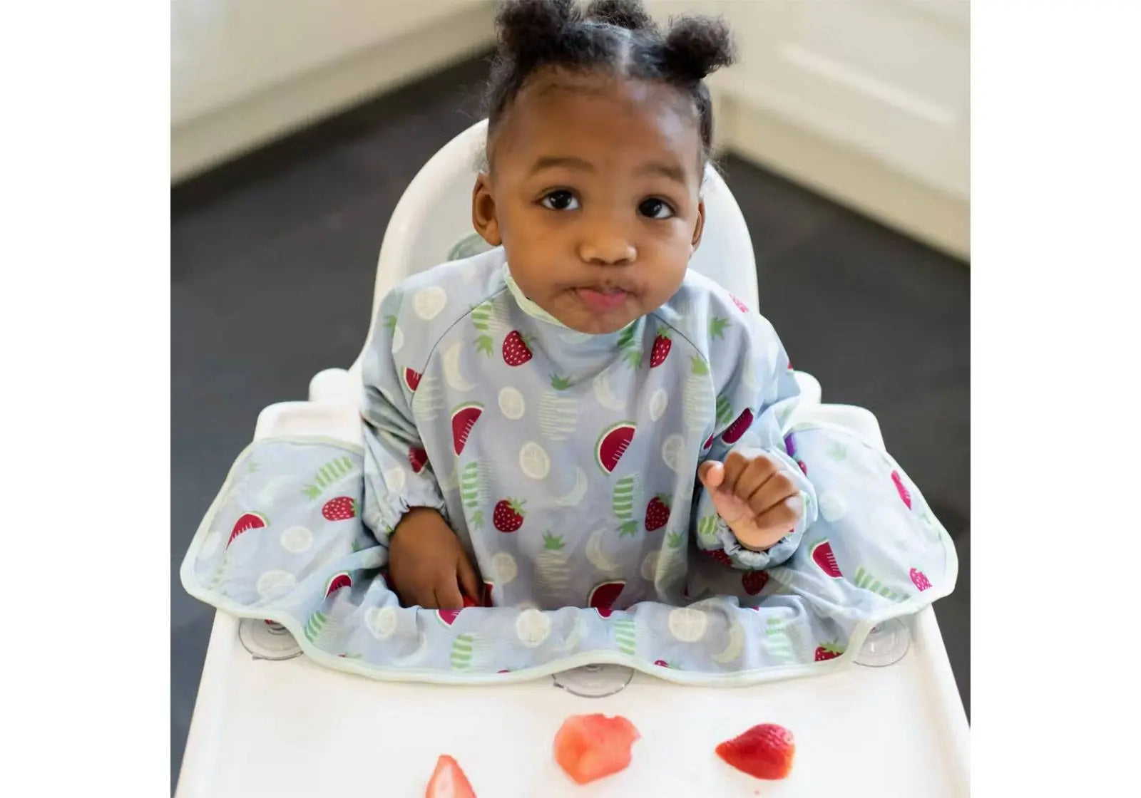 2 longs tabliers nomades à manches longues Tidy Tot - Zèbre/fruits Tidytot