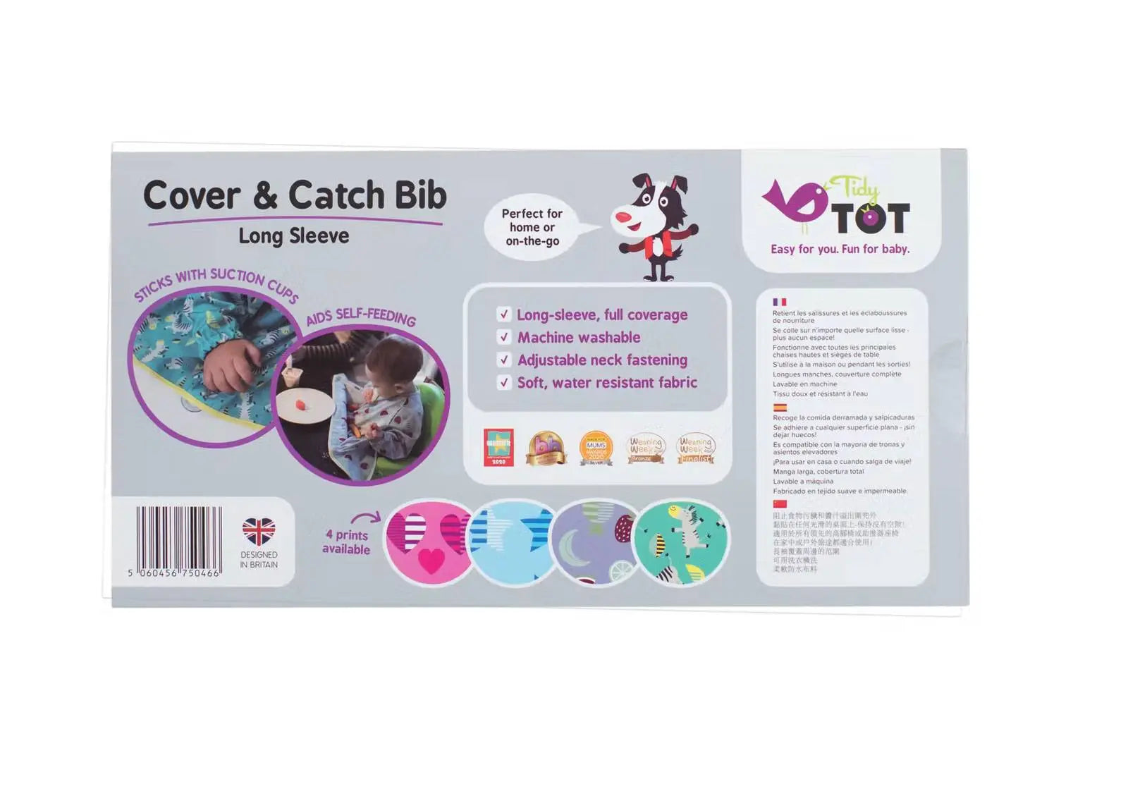 2 longs tabliers nomades à manches longues Tidy Tot - Zèbre/fruits Tidytot